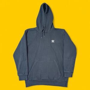 Adidas Originals Trefoil Black Hoodie Men’s Large Pullover Sweatshirt